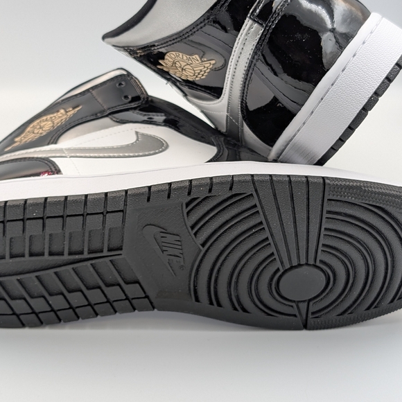 Air Jordan 1 Mid SE Black Patent Silver White | Men’s Size 10.5 | No Box Lid - Picture 7 of 8